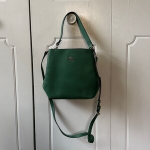 Coach Small Bucket Emerald Green Leather Crossbody Bag With Matching Wallet